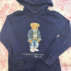 Polo by Ralph Lauren Dark Blue Hoodie Shirt with Bear Design Size 10-12
